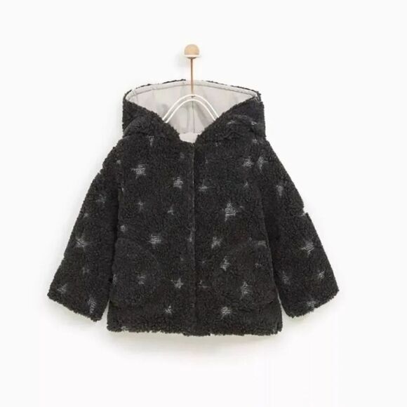 Zara | black & silver cozy Jacket 2/3Y - Picture 1 of 7